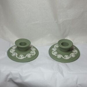 Wedgwood Sage Green Candle Holders